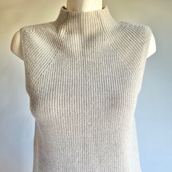 New Wilfred Aritzia Mock Neck Grey 100% Wool Sleeveless Sweater Size M - Picture 2 of 12